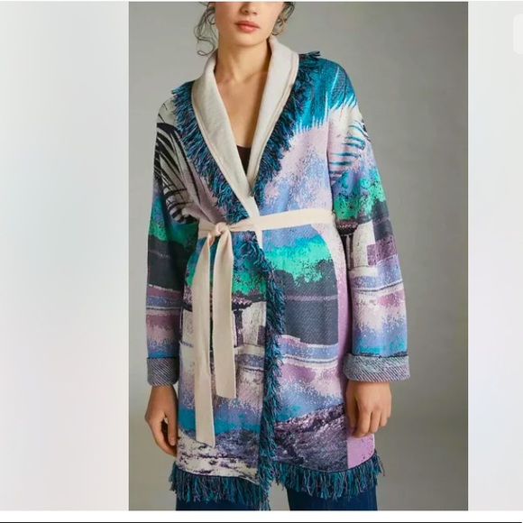 Anthropologie NWT Alvdomartins Moira Fringed Cardigan Size M. - Picture 3 of 12